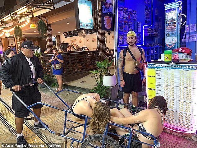 The tourists had to be taken back to their hotel rooms in a trolley after getting too drunk