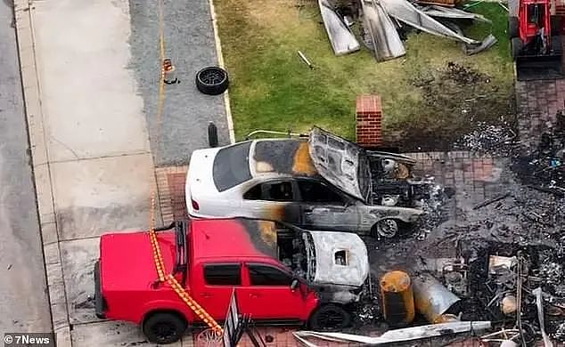 The inferno tore through the home (pictured) in Ravenswood, a small town in Western Australia about 83km south of Perth, at 10pm on Sunday night