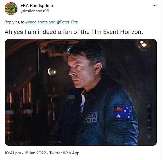 One sharp-eyed movie fan pointed out that Sam Neill had worn the same design on his arm in the 1997 movie Event Horizon