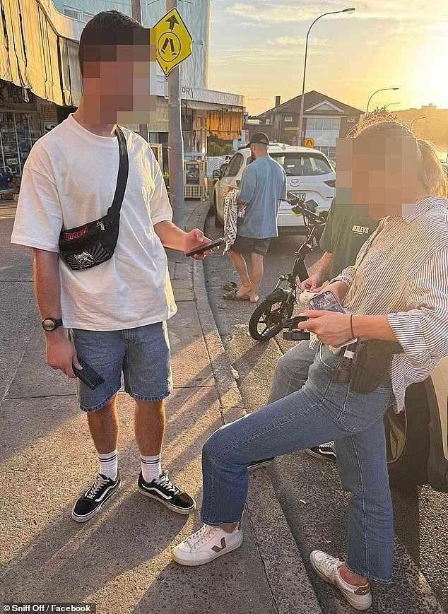 The pair were spotted at Bondi Beach in plain clothes, with the male officer posing as an eshay, complete with a bumbag, while the female officer dressed as an eastern suburbs mum (pictured)