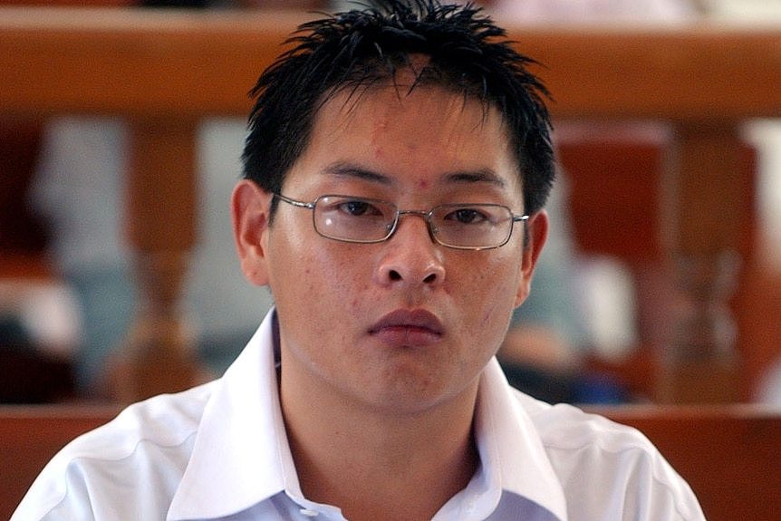 Andrew Chan sitting in an Indonesian court room. 