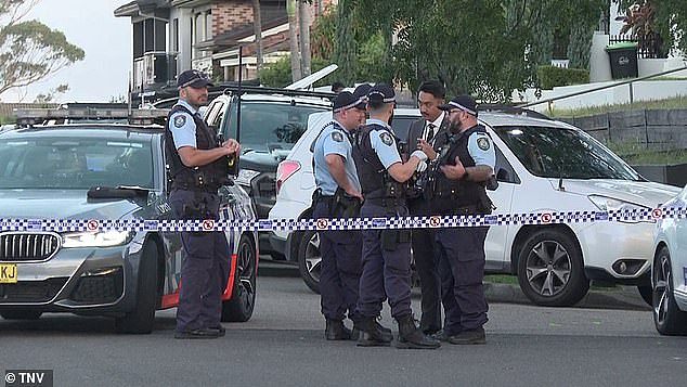 A man was shot dead in suburban Sydney on Sunday. The scene of the shooting is pictured