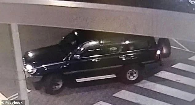 The 22-year-old was spotted by CCTV cameras getting inside a dark coloured Toyota Landcruiser (pictured) at the shopping centre