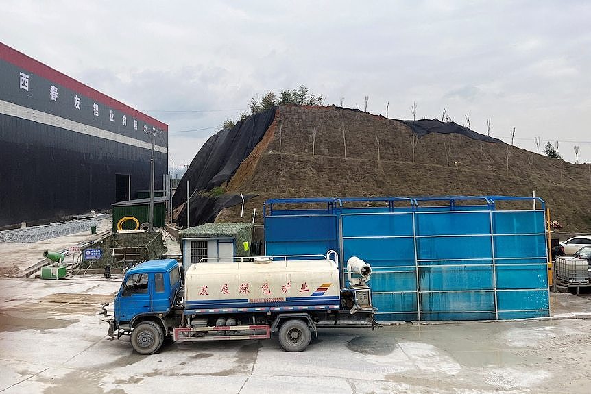 A vehicle is seen near a lithium smelter in Yichun, Jiangxi province, China.