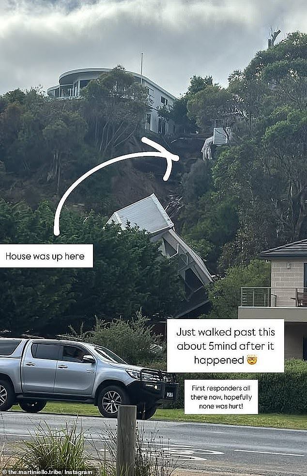 Residents described the sound of the home tumbling down the hill as 'horrendous' (pictured)