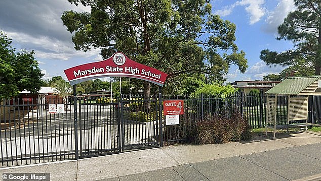 The bizarre classroom behaviour was witnessed by students at Marsden State High School in Waterford West in Queensland (pictured)