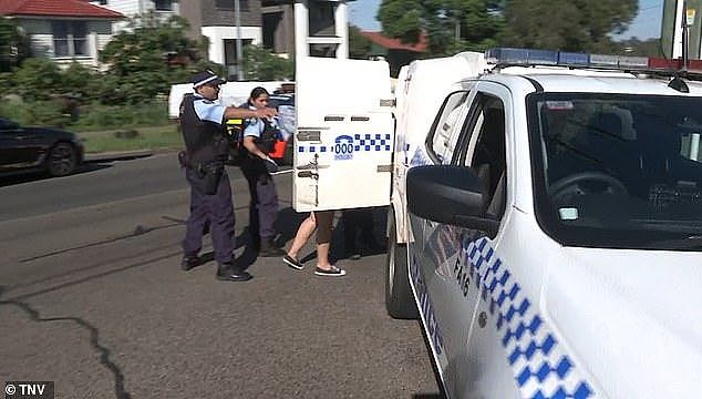 A woman was escorted into a police vehicle following the incident