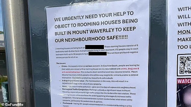 Outraged residents have put up flyers warning residents of the boarding house