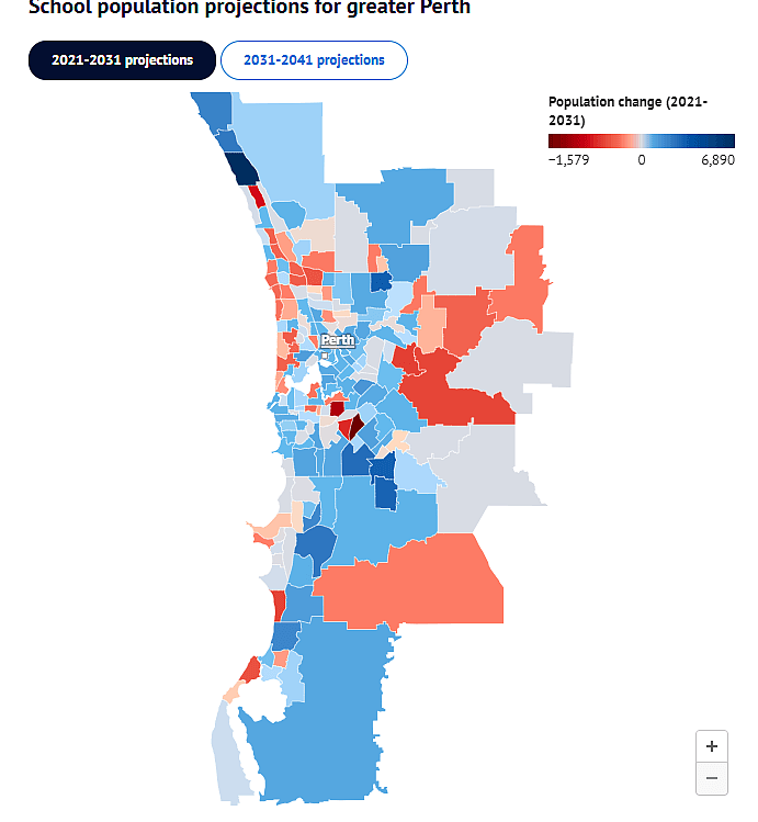珀斯各郊区学生人数预测，Canning Vale、Willetton将迎最大降幅，这些区要变学区房（组图） - 2