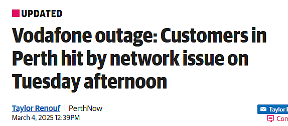 珀斯Vodafone基站出故障，大批客户断网，手机进入“SOS”模式（图） - 1
