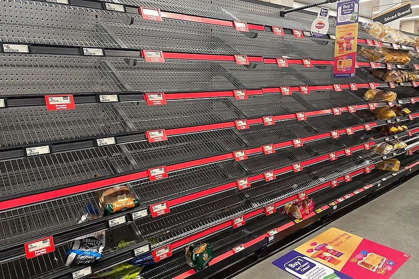 A supermarket with empty shelves