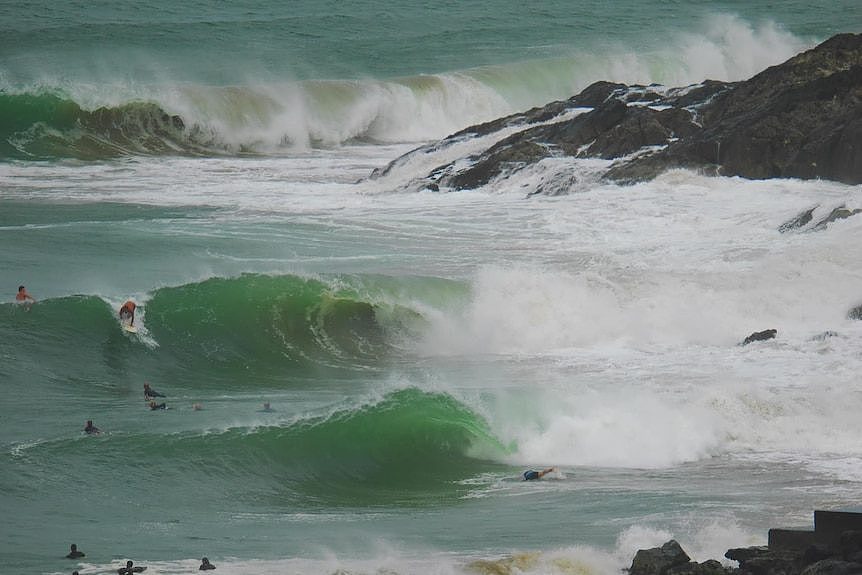 Big wave against rocks