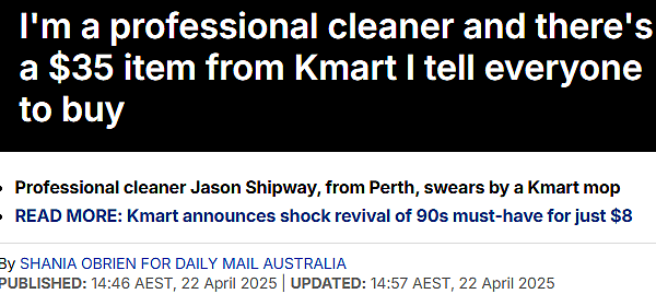 Kmart仅售$35的拖把火了!珀斯专业清洁工强推,网友:真的很好用(组图) - 1