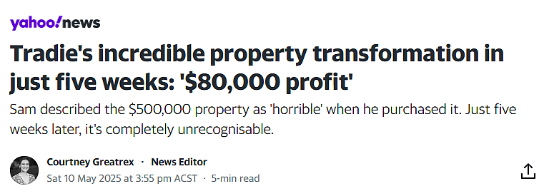 珀斯Tradie炒房五周挣$8万，大方分享成功秘诀，建议年轻人：这点是关键（GIF/图） - 1