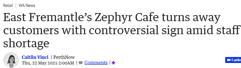 珀斯老牌餐馆告示引争议,顾客直呼失望,店家回复:我们也是迫不得已(组图) - 1