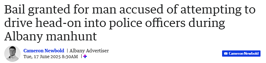 西澳袭警通缉犯获保释，警长：他很可能再犯案！（图） - 1