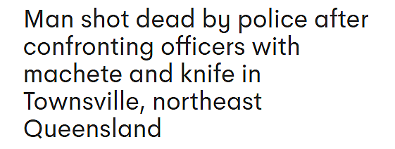 澳洲闹市区，男子手持砍刀与警方对峙！被当场击毙（组图） - 1