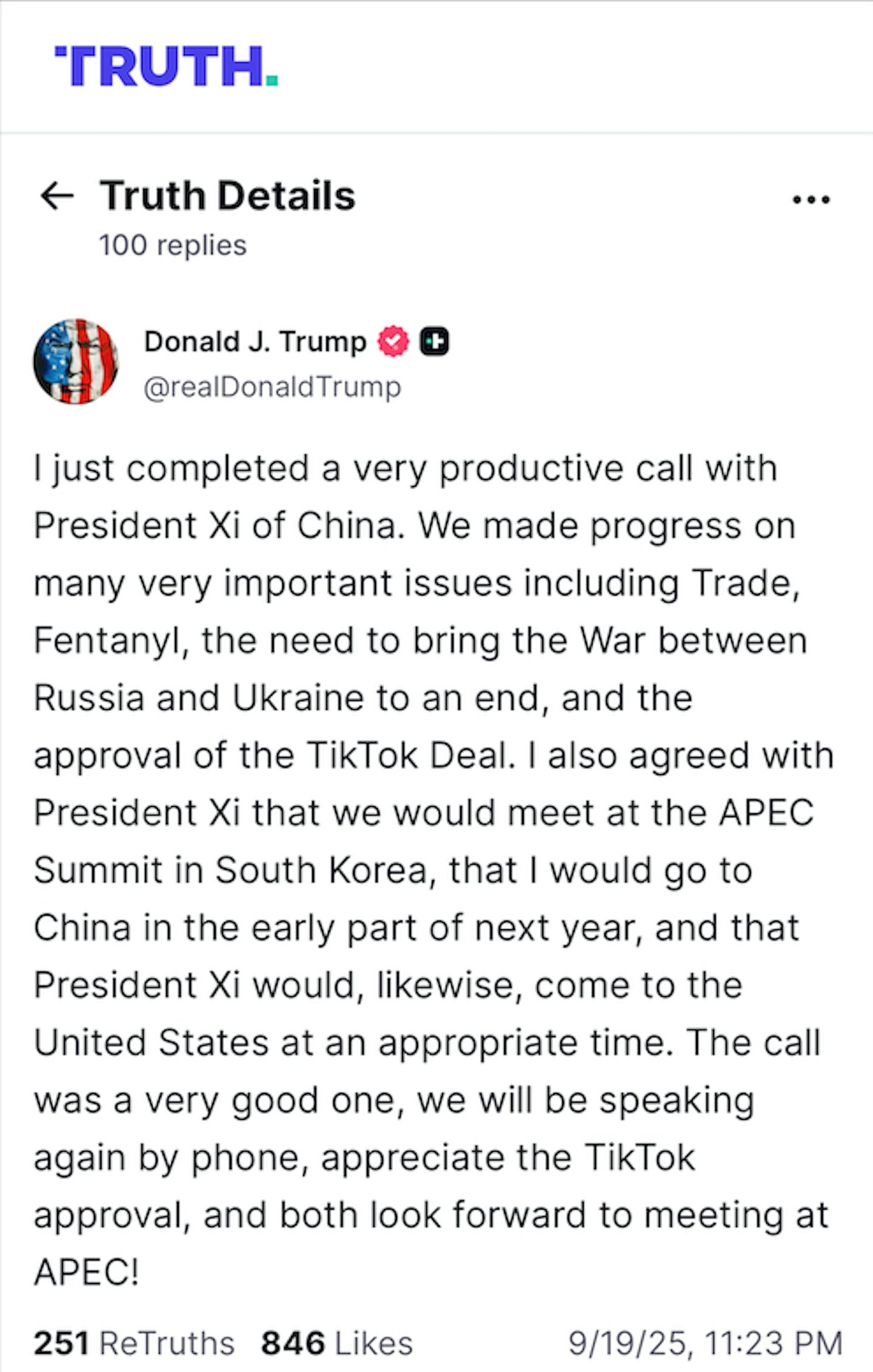 中美元首通话！特朗普：已与习近平就TikTok交易达成共识，将在APEC期间会面，计划明年访华（组图） - 3