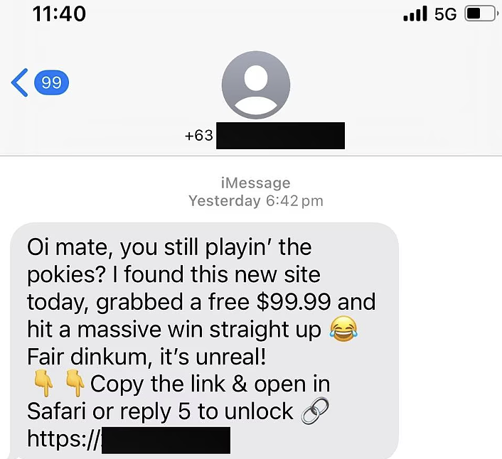 “领了$99.99免费彩金，直接中大奖！” 澳人收“老友”短信藏猫腻，ACCC警示：附链接速删除（组图） - 2