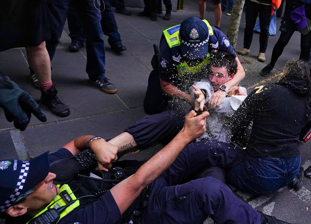 澳洲多地再次爆发反移民游行！警员与抗议者激烈冲突，疑使用闪光弹驱散人群（视频/组图） - 14