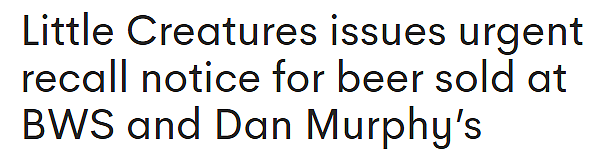 因可能爆炸，热销啤酒在澳紧急召回！Coles和BWS等门店有售（图） - 1