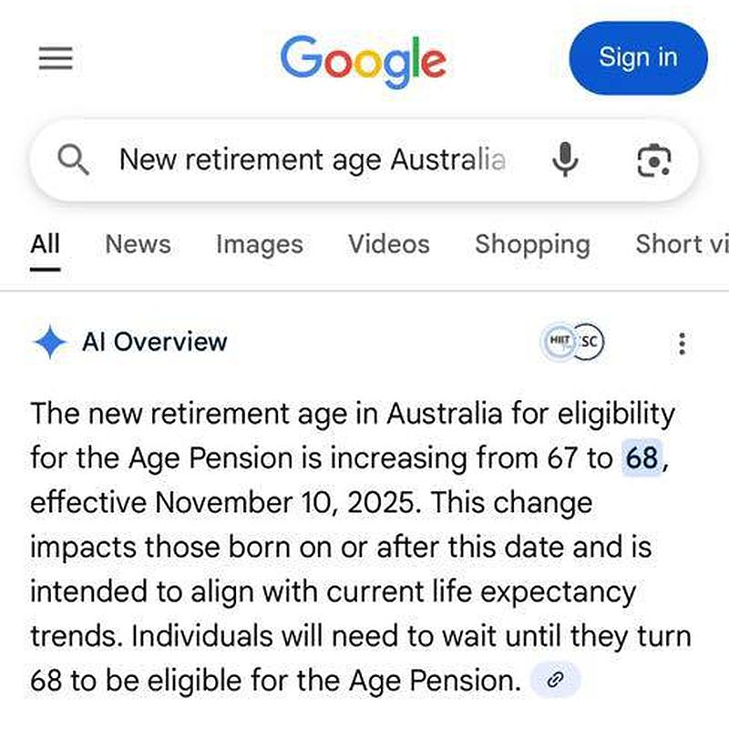 辟谣!“澳洲提高退休年龄至68岁”网上疯传,Google也中招(组图) - 2
