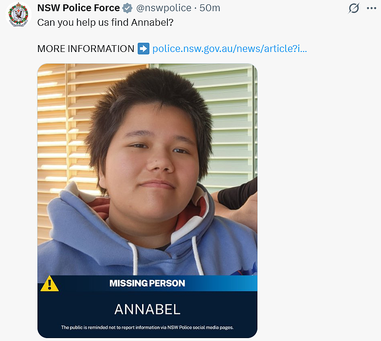 寻人！亚裔少女在澳华人区失踪，警方吁民众提供线索（图） - 1