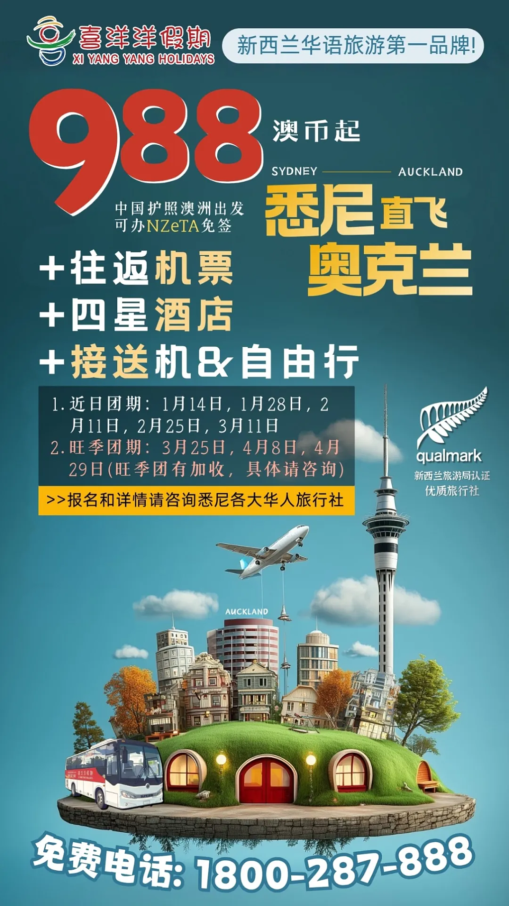 悉尼人的天然特权！悉尼直飞奥克兰，机酒接送全包，轻松自由畅玩！仅需$988起！ - 1