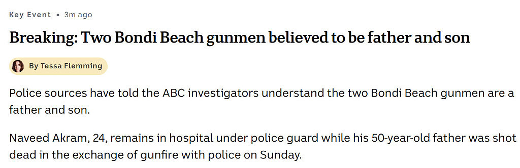 【邦迪恐袭】警方称枪手父子不属于恐怖组织；夺枪英雄再度入院（视频/组图） - 170