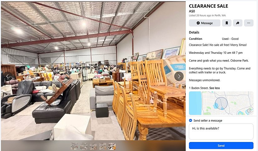 不要钱!珀斯商店免费送家具,数百居民蜂拥,活动还在继续(组图) - 2