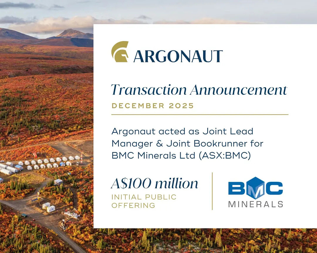 Argonaut 联合主导 BMC Minerals 1亿澳元IPO,推动全球级多金属项目发展(组图) - 1