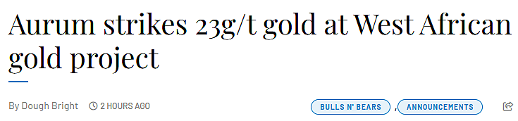 珀斯金矿企业再爆惊喜!Aurum 在西非 Boundiali 项目斩获 23.65g/t 黄金,潜力可期(图) - 1