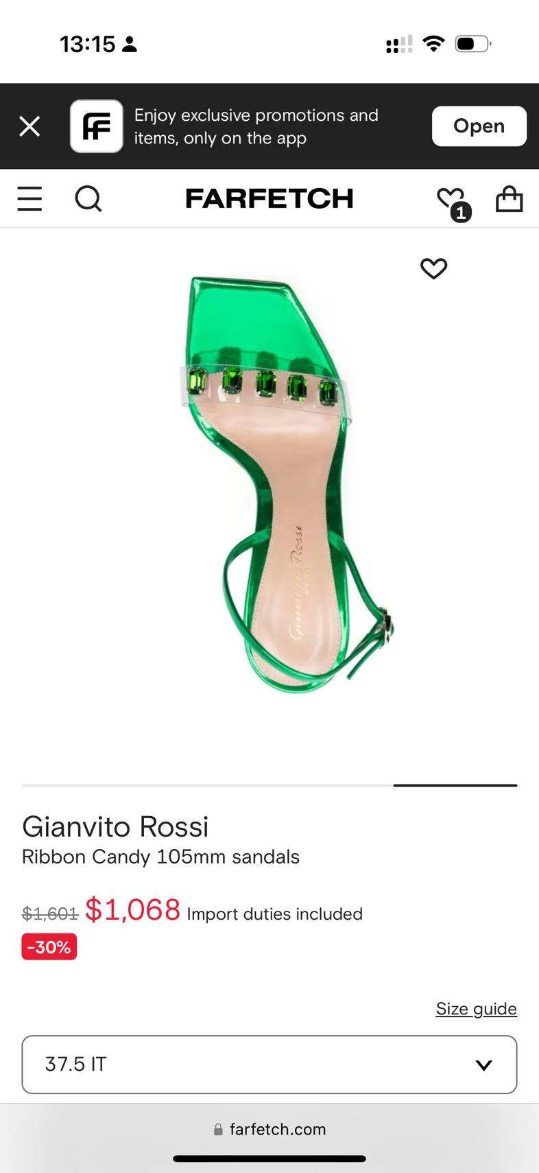 今日珀斯英国王妃专属品牌 37码 Gianvito Rossi 金屬綠水晶細跟高跟鞋Ribbon Candy 英国王妃专属品牌 37码 Gianvito Rossi 金屬綠水晶細跟高跟鞋Ribbon Candy