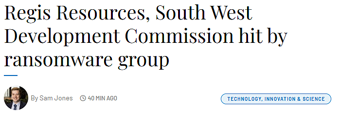 警惕 Lynx 勒索软件!西澳 Regis Resources、西南发展委员会双双遇袭,数据安全引行业担忧(图) - 1