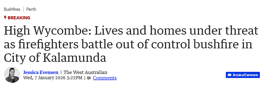 珀斯山火失控烧到居民区，主要高速封闭，撤离已来不及（组图） - 1