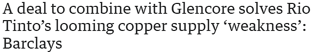 Rio Tinto或并购Glencore！铜矿焦虑终迎解法？（图） - 1