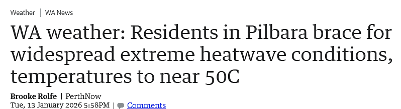 50℃高温预警！西澳极端热浪来袭，居民最好准备（图） - 1