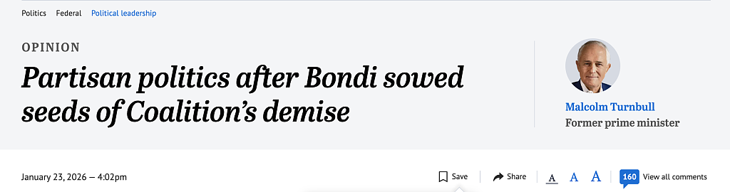 澳洲前总理谭保炮轰联盟党：Bondi恐袭后大搞党派斗争，鲁莽且错误（组图） - 1