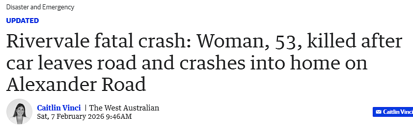珀斯东区爆恐怖车祸，女子驾车撞入民宅，命丧当场（组图） - 1