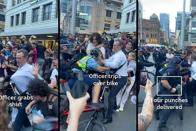 悉尼抗议现场上演“全武行”，警员连挥18拳殴打示威者，网民炸锅（组图） - 3