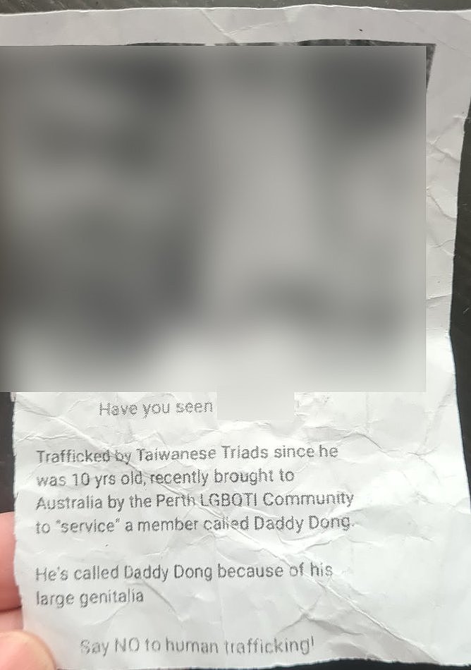 珀斯惊现针对LGBT群体恶毒传单，还涉及台湾犯罪组织（组图） - 2