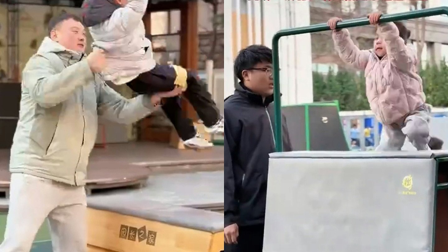 幼稚园高难度体能课疯传!幼童后空翻跑酷齐上,惊险画面吓坏家长(图) - 1