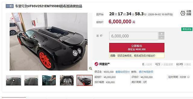 上海法院600万拍卖布加迪威航！全球限量8台，禁止上路（组图） - 1