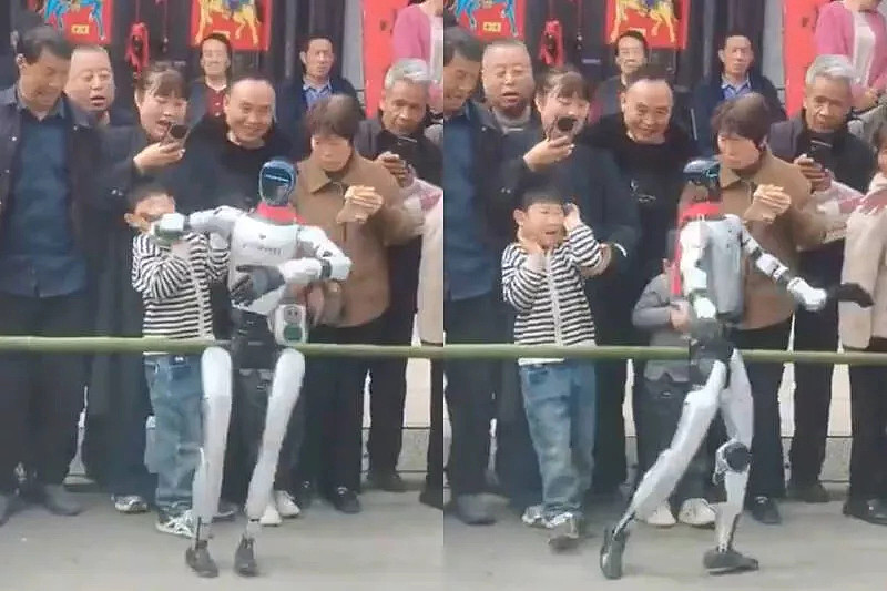 中国机器人表演到一半，突甩男童一巴掌继续跳（图） - 1
