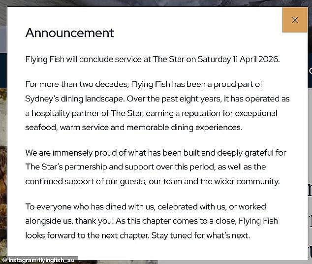 悉尼20年老牌餐厅突然宣布结业？！曾是The Star地标性海鲜名店（组图） - 2