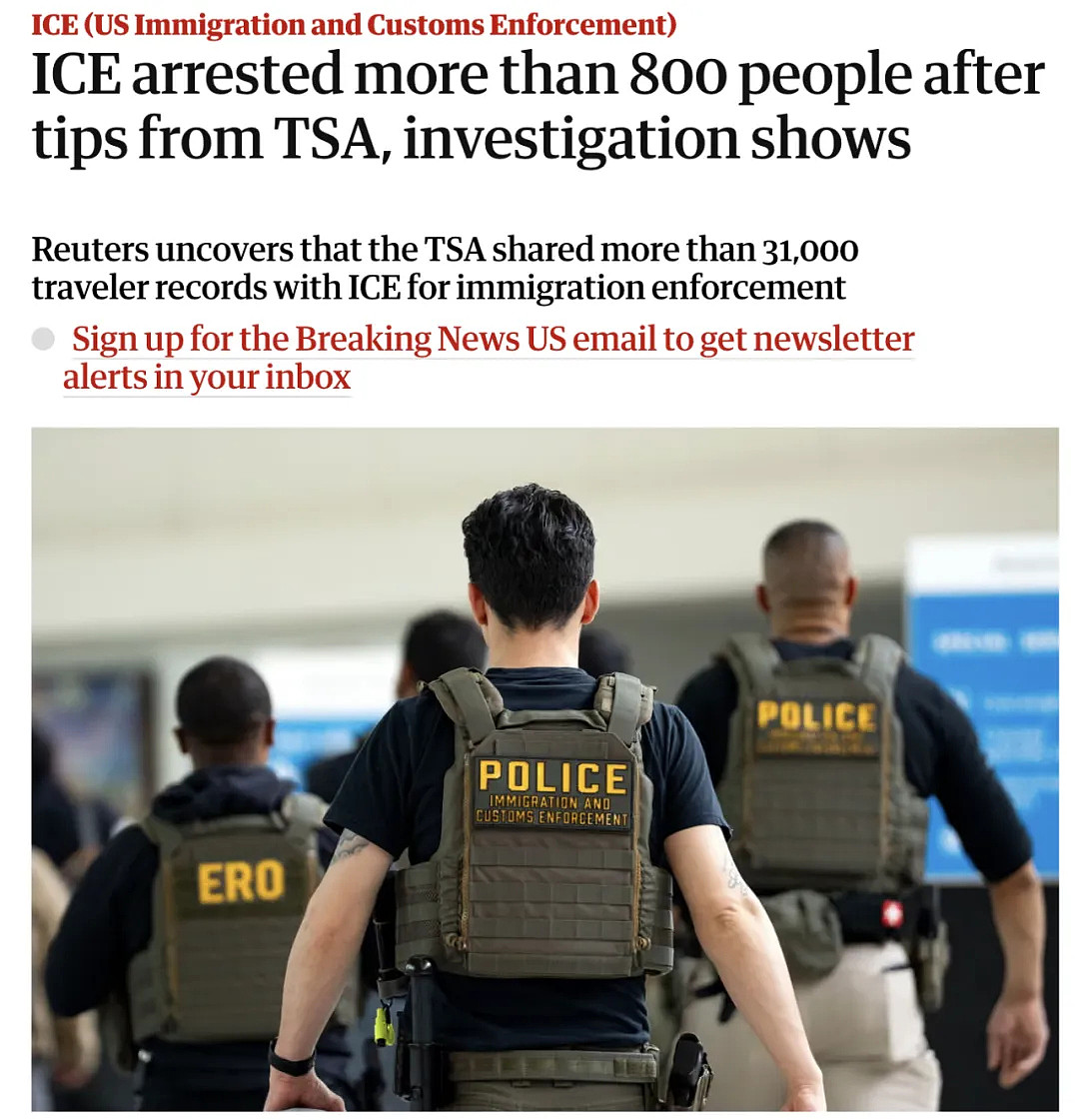华人女子登机口直接带走！TSA被曝偷偷向ICE“告密”，超800人被抓！3万乘客信息泄露（组图） - 1