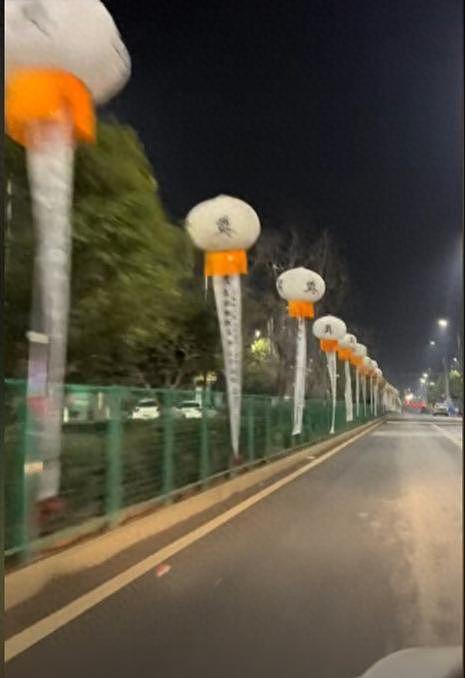 炫丧？湖南一公路插百米白灯笼，官方介入调查，结果和想的不一样（组图） - 1