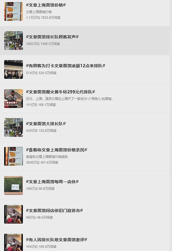 演员文章开面馆翻红!有人凌晨带小马扎蹲守,代排价格炒到500… - 4