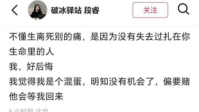 蔡磊妻子段睿半夜悲痛发文:明知没有机会了,偏要赌他会等我回来(组图) - 1