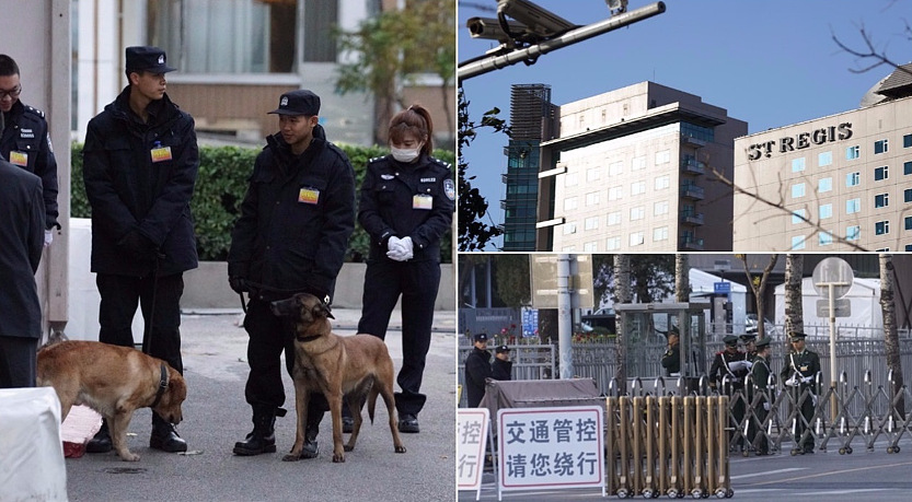 特朗普访华在即,传下榻酒店外警车聚集(图) - 1